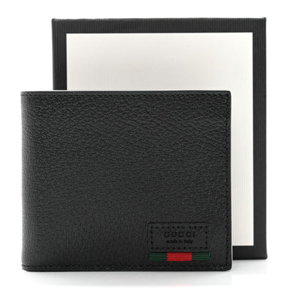 Gucci Calfskin Boar Effect Web Bi-Fold Wallet Black 6 of 7