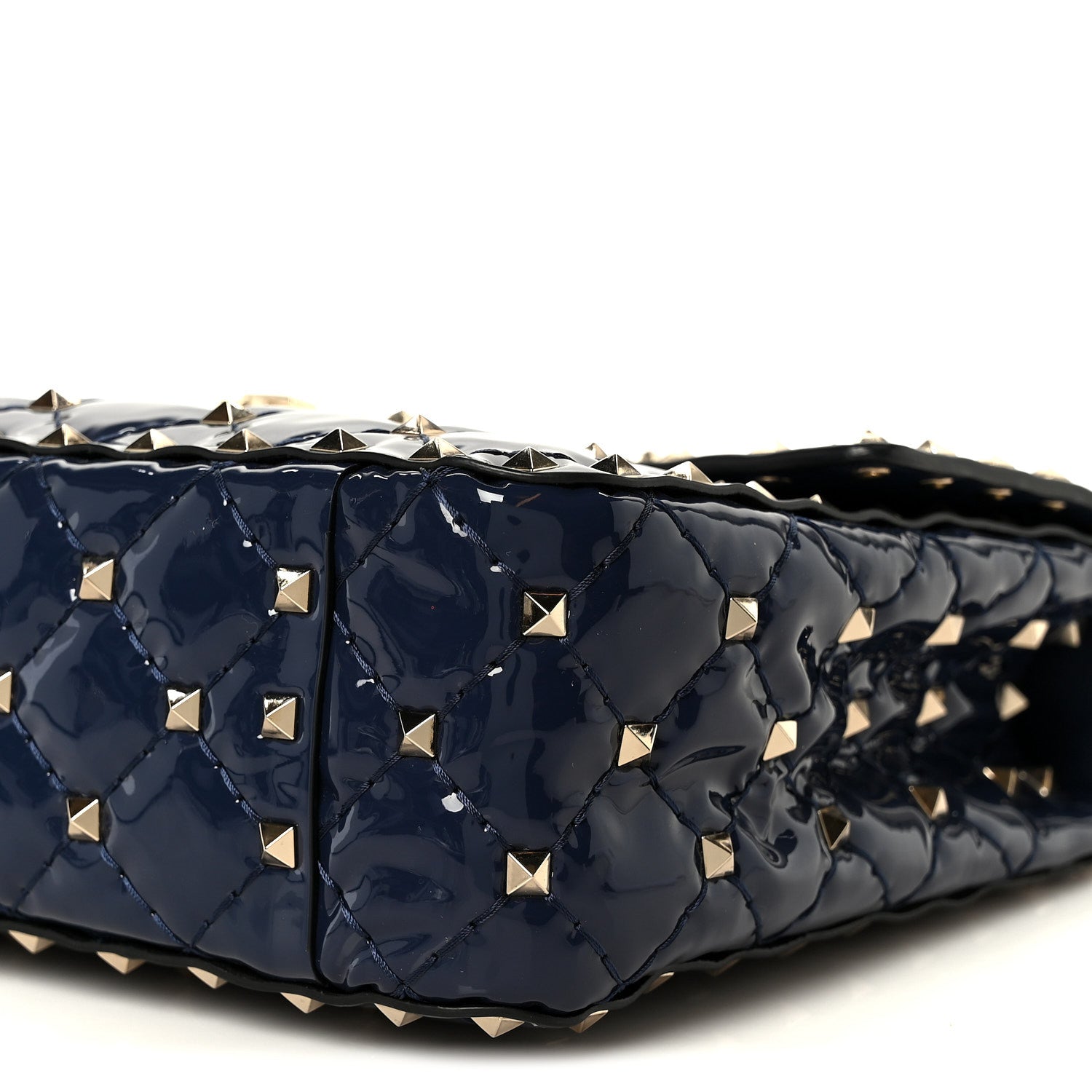 Valentino Garavani Patent Medium Rockstud Spike Shoulder Bag Pure Blue 10 of 11
