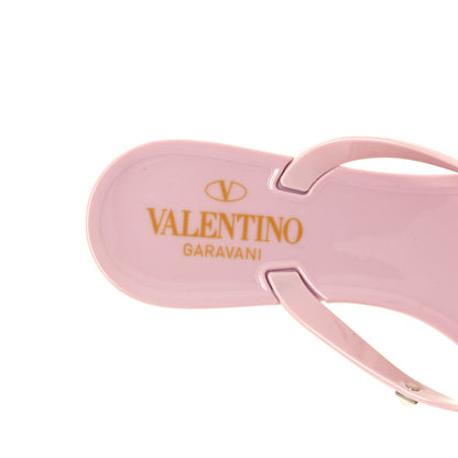 Valentino Garavani PVC Jelly Rockstud Bow Thong Sandals 36 Water Rose 9 of 10