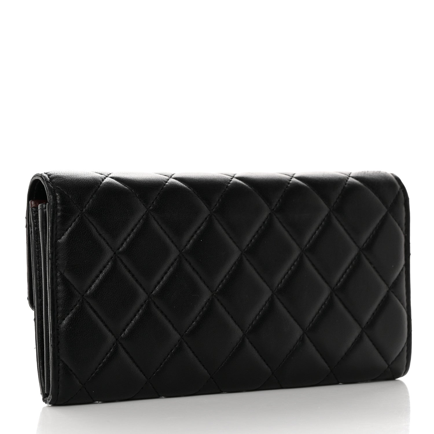 Chanel Lambskin Quilted Large Gusset Flap Wallet Black 3 of 8