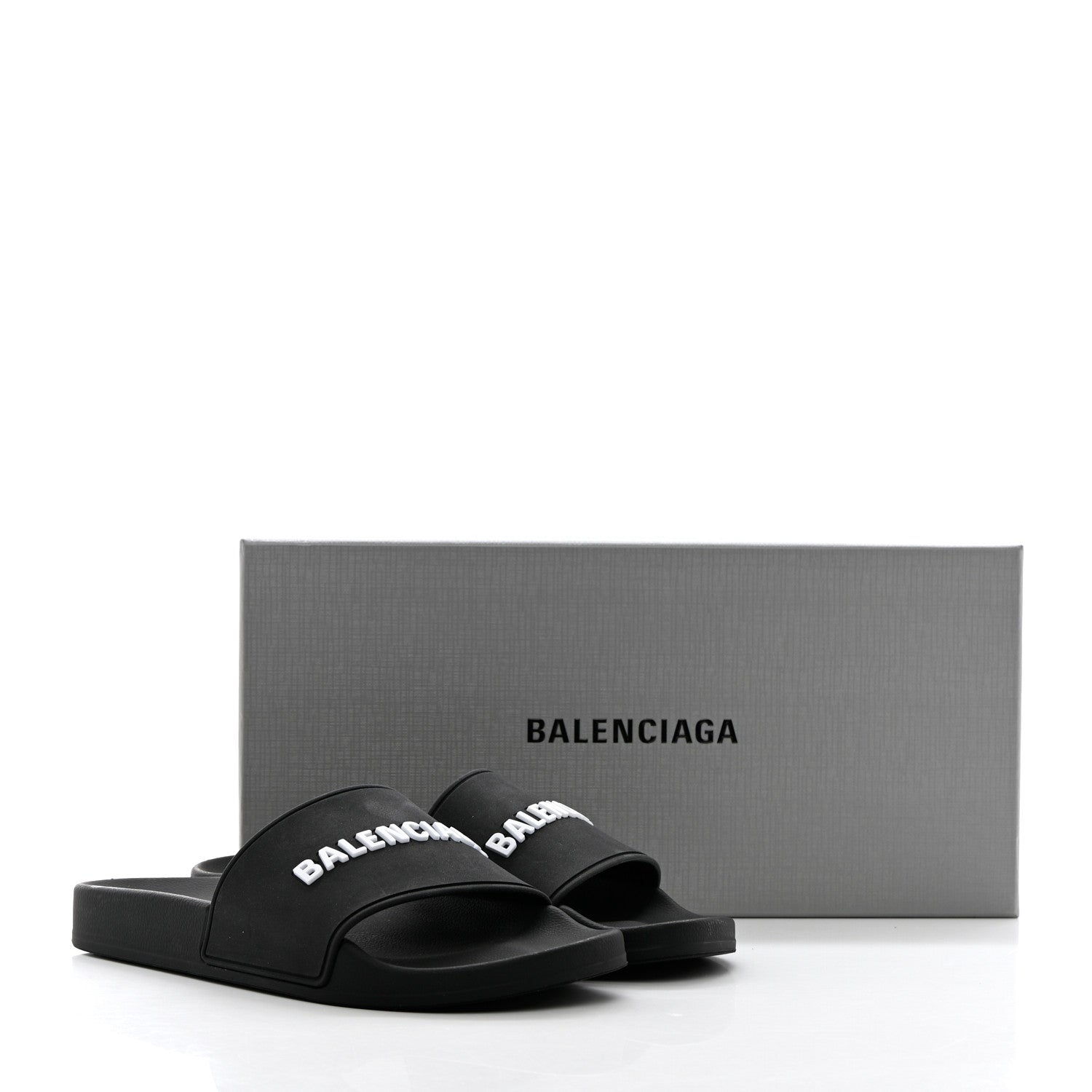 Balenciaga Rubber Womens Logo Pool Slide Sandals 37 Black 16 of 16