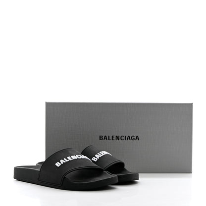 Balenciaga Rubber Womens Logo Pool Slide Sandals 37 Black 16 of 16
