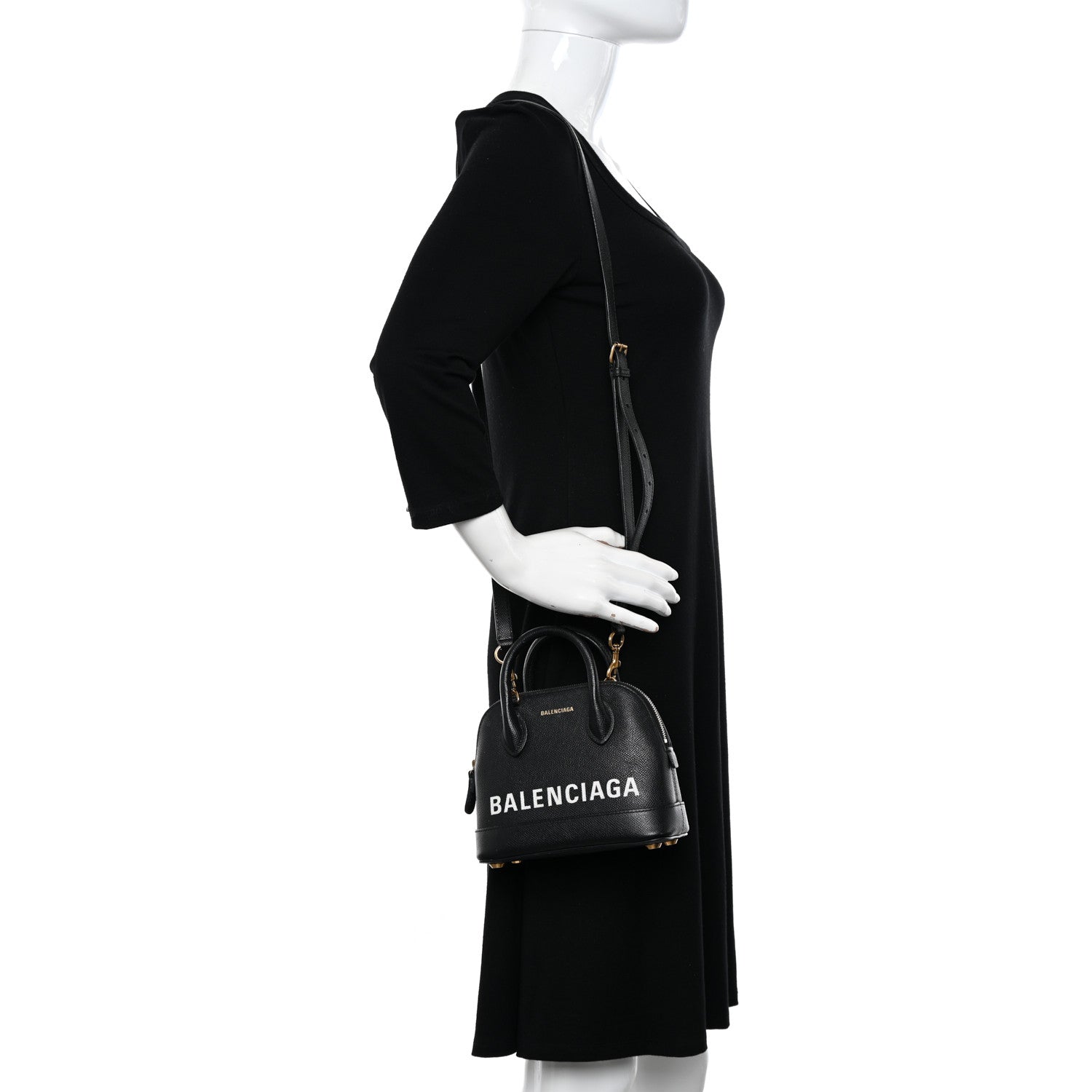 Balenciaga Signature Grained Calfskin XXS Ville Top Handle Bag Black White 2 of 15