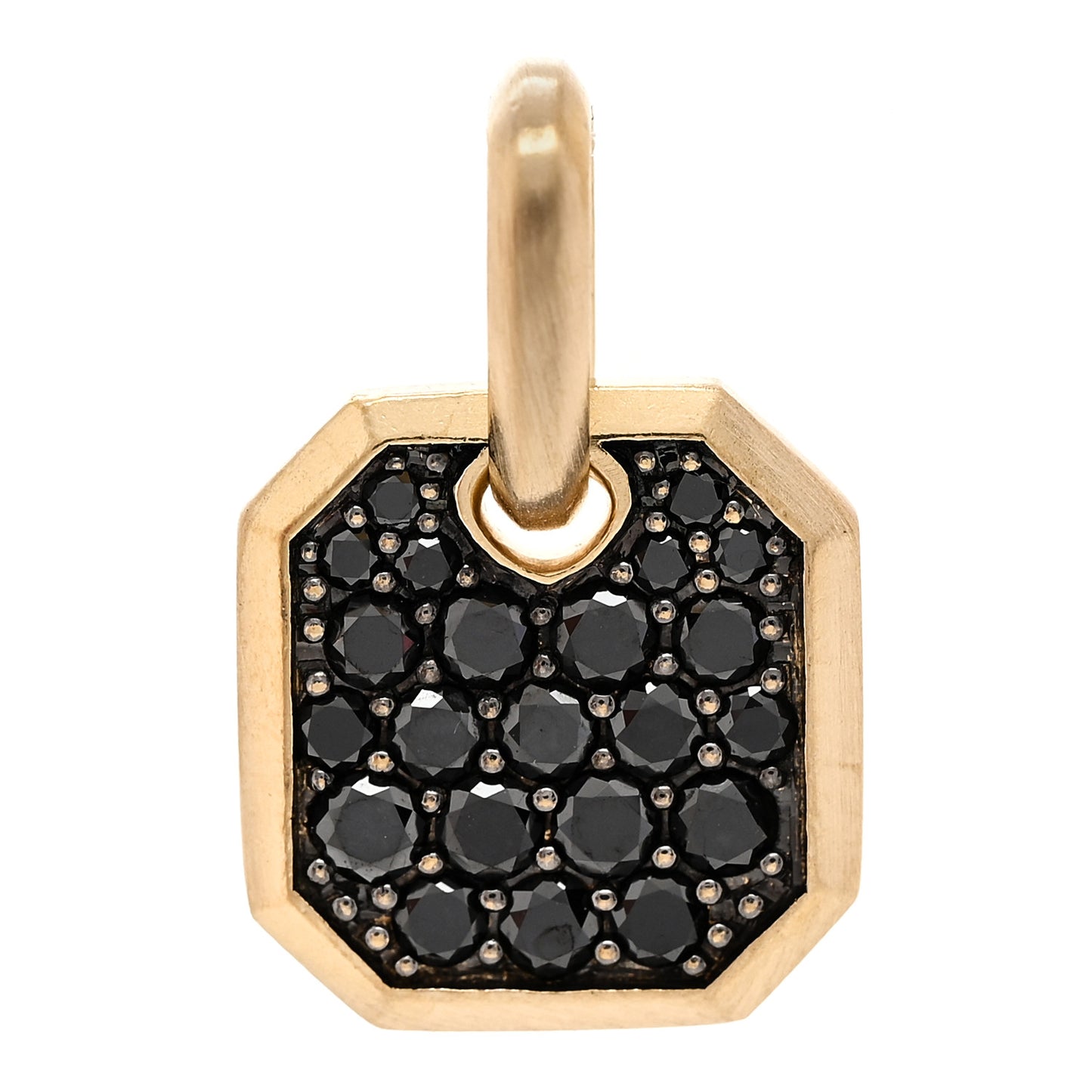 18K Yellow Gold Black Diamond 15mm Octagonal Amulet Pendant