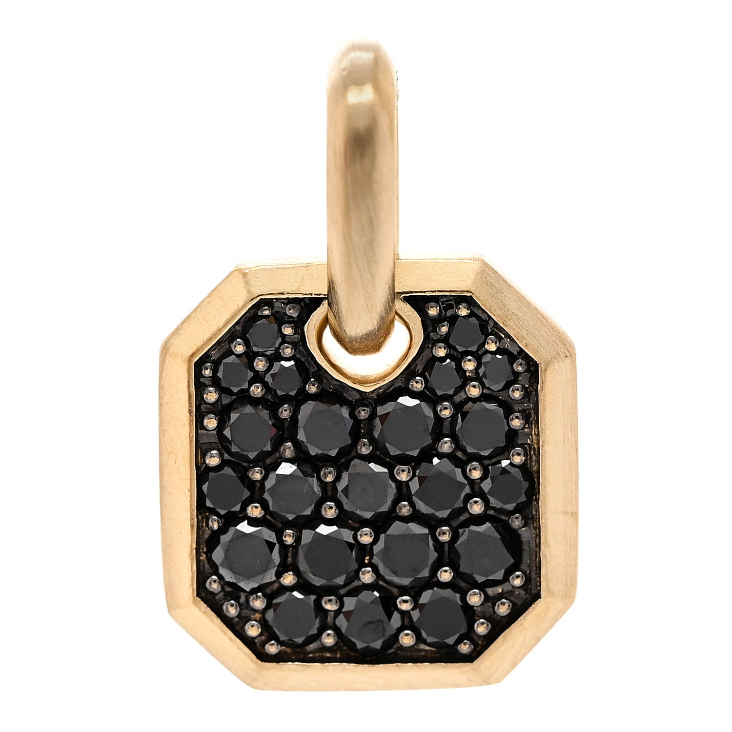 David Yurman 18K Yellow Gold Black Diamond 15mm Octagonal Amulet Pendant 1 of 5