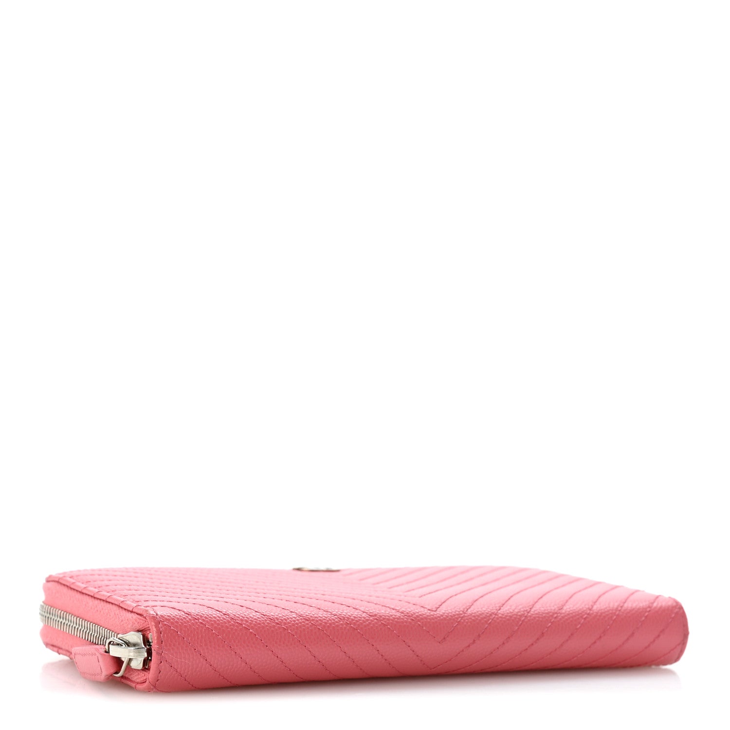 Chanel Caviar Chevron Large Gusset Zip Around Wallet Pink 4 of 11