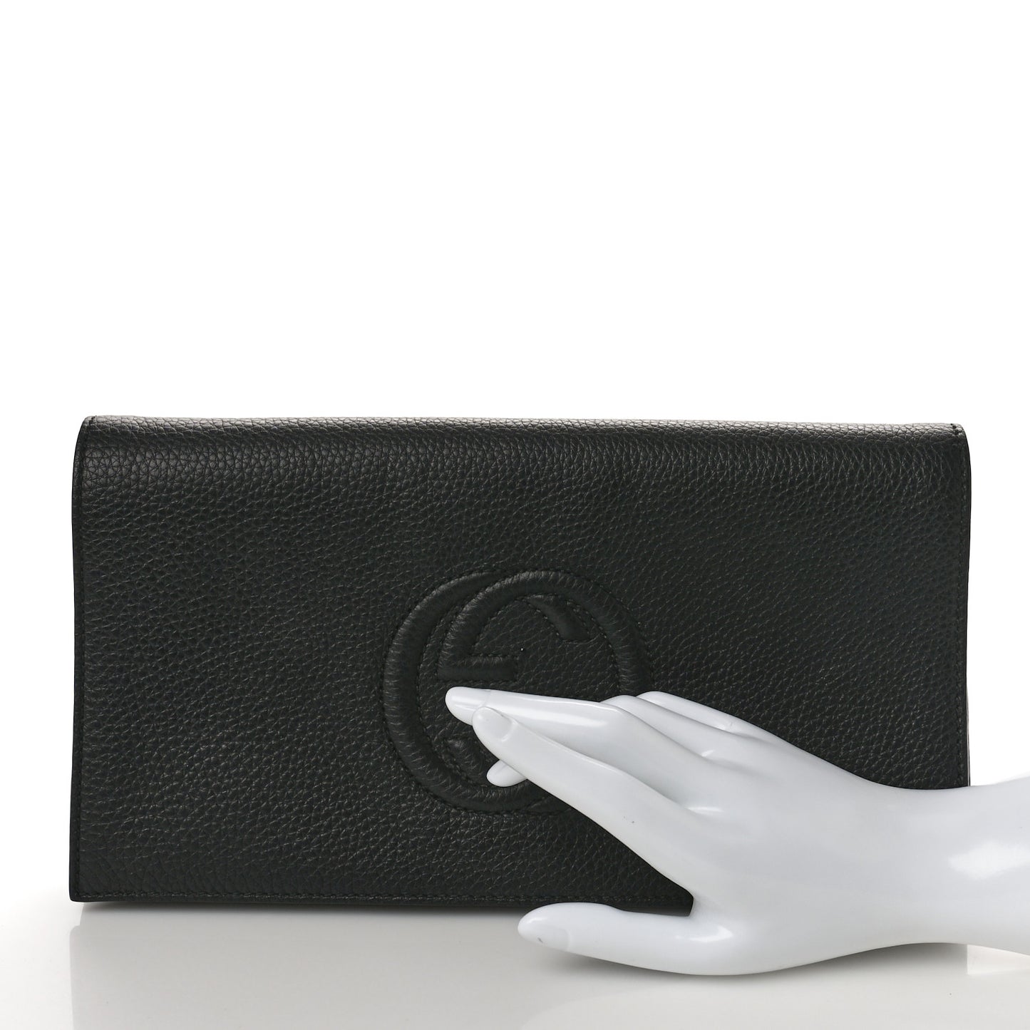 Pebbled Calfskin Medium Soho Clutch Black