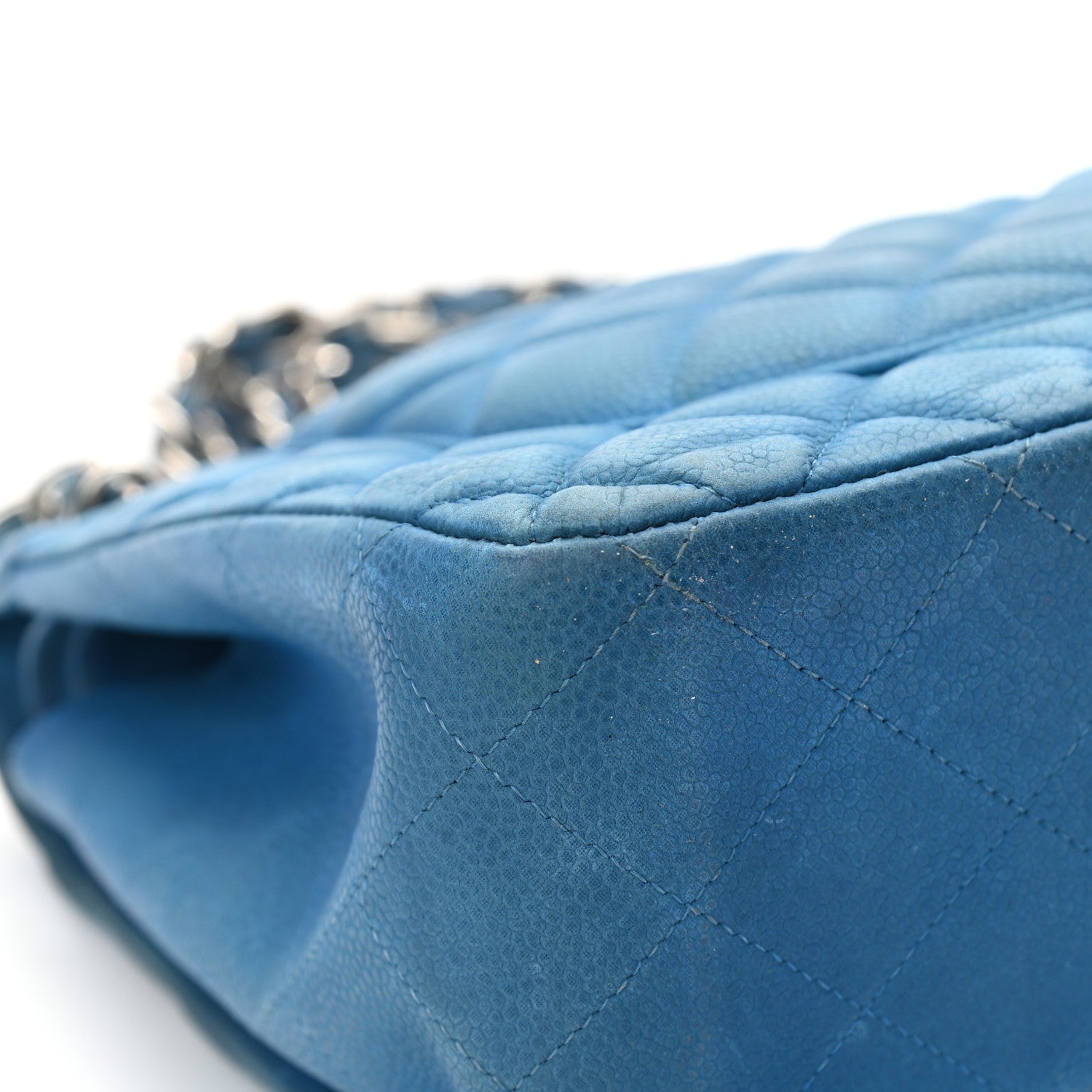Chanel Iridescent Caviar Quilted Jumbo Double Flap Blue 11 of 21