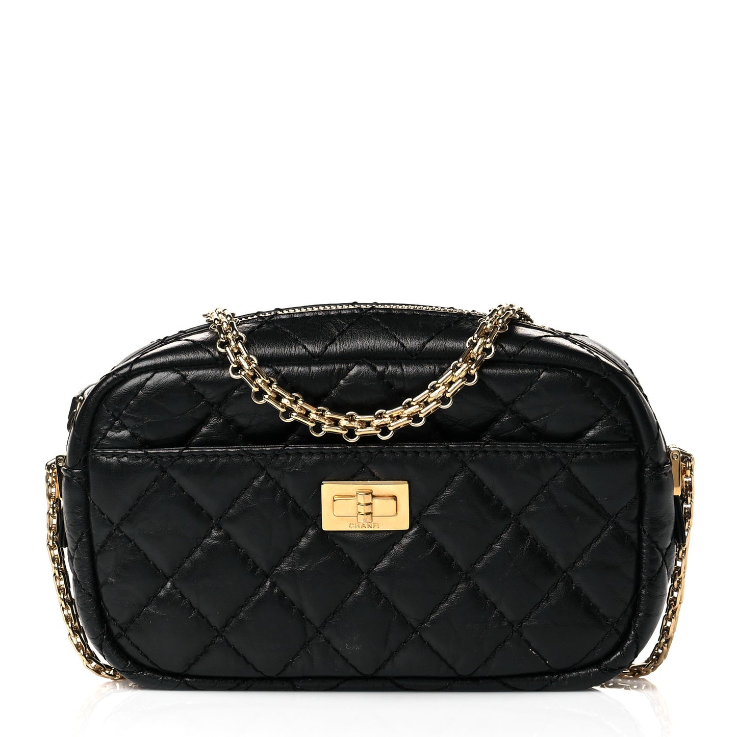 Aged Calfskin Quilted Mini Reissue Camera Case Black