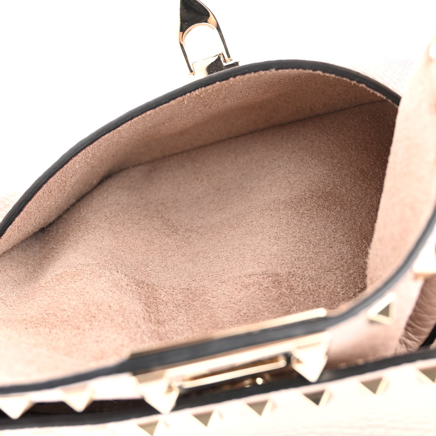 Pebbled Calfskin Rockstud Double Flap Crossbody Bag Poudre