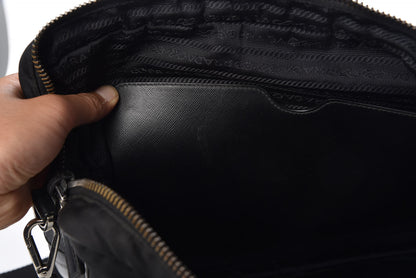 Prada Tessuto Nylon Saffiano Metal Triangle Logo Work Bag Black 9 of 34