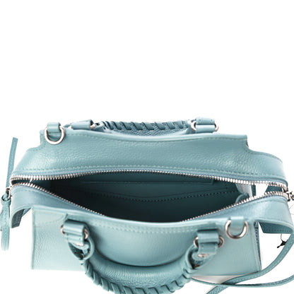 Balenciaga Grained Calfskin Neo Classic Silver Hardware Mini City Blue Grey 5 of 10
