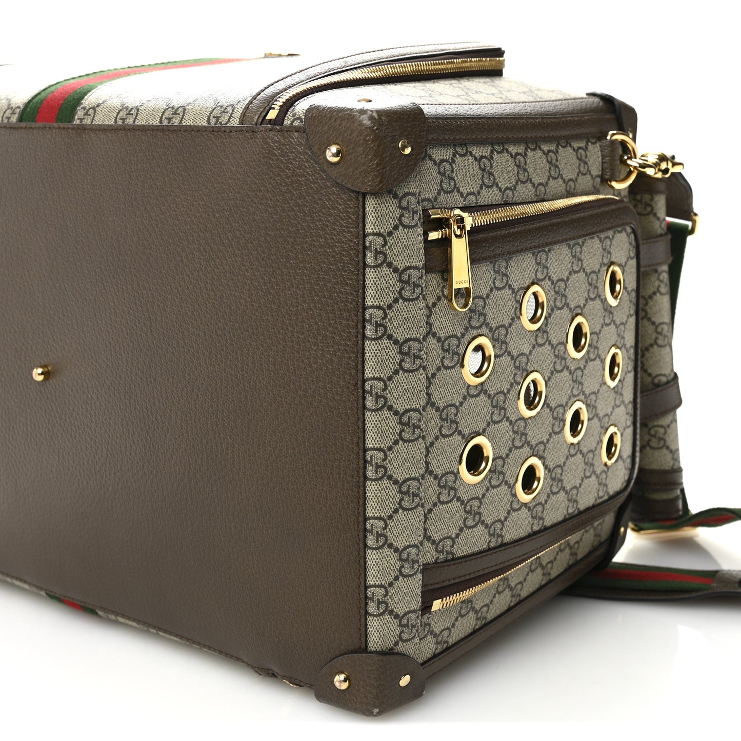 GG Supreme Monogram Web Small Pet Carrier Beige Ebony New Acero