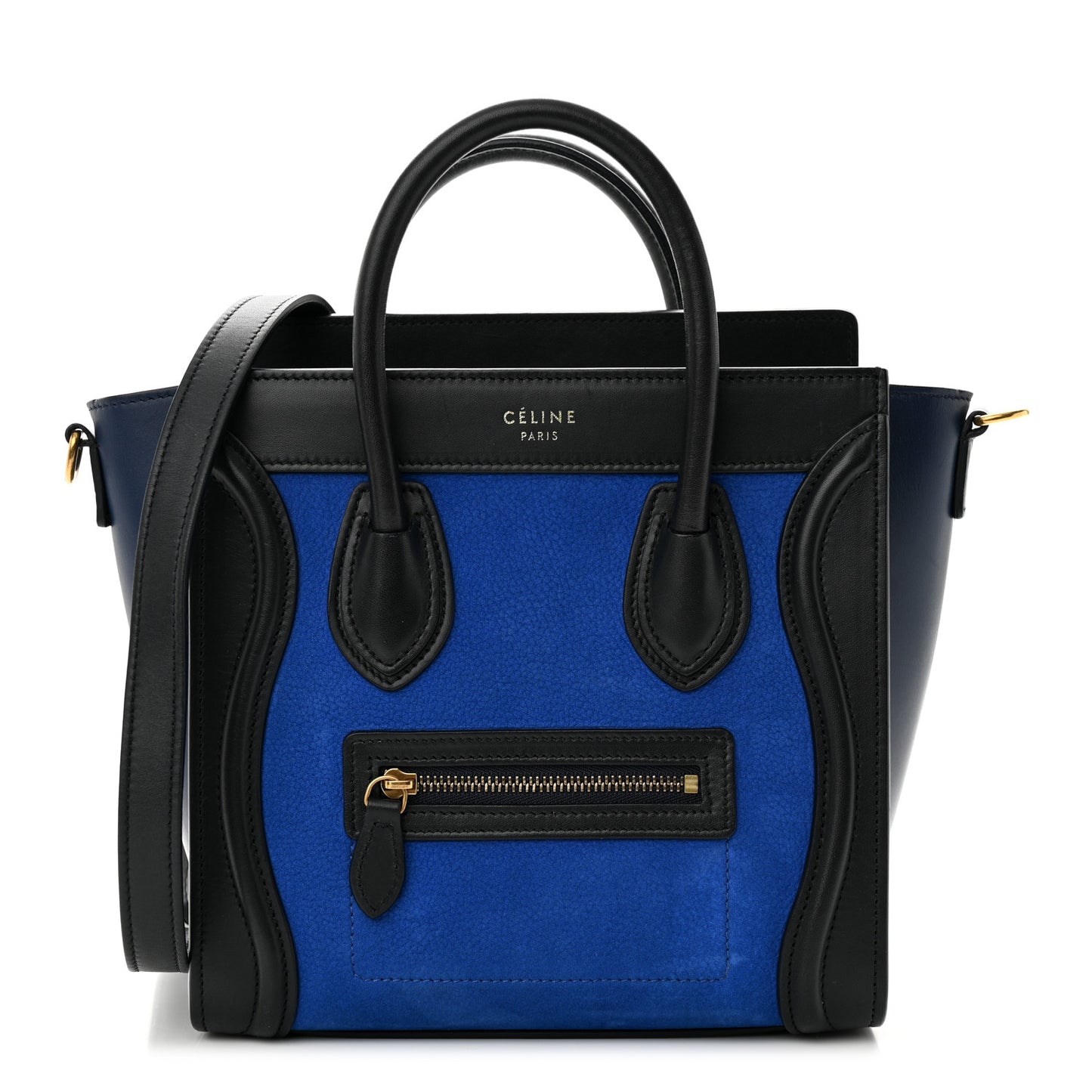 Smooth Calfskin Nubuck Nano Tri-Color Luggage Bright Blue