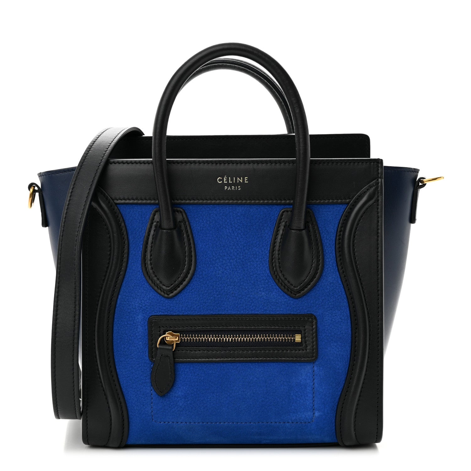 Celine Smooth Calfskin Nubuck Nano Tri-Color Luggage Bright Blue 1 of 10