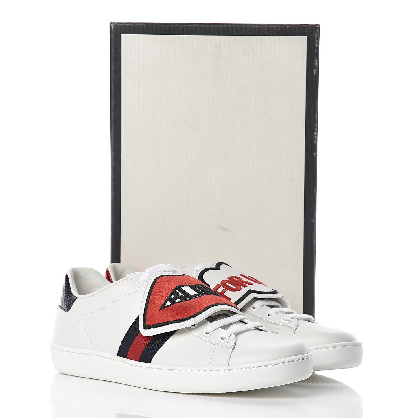 Calfskin Ayers Blind For Love Embroidered Womens Ace Sneakers 39 White