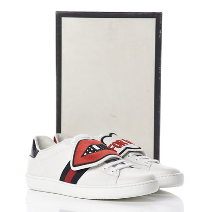 Gucci Calfskin Ayers Blind For Love Embroidered Womens Ace Sneakers 39 White 10 of 10