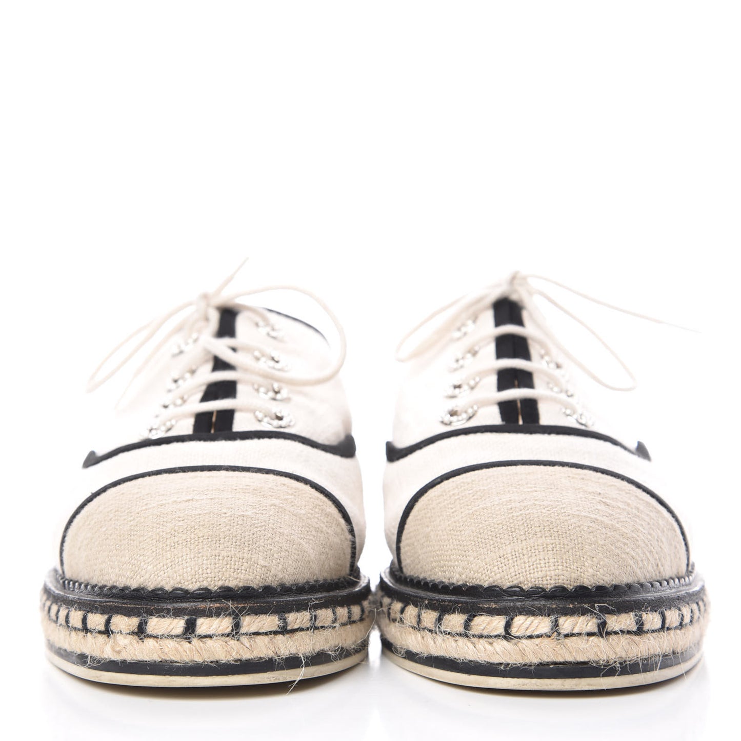 Cotton Lace Up Espadrilles 41.5 Light Beige