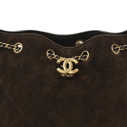 Chanel Suede Quilted Small Chanel 25 Handbag Dark Brown 8 of 11