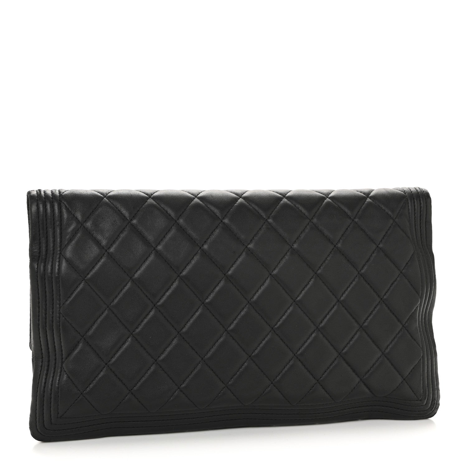 Chanel Lambskin Quilted Beauty CC Boy Clutch Black 3 of 12