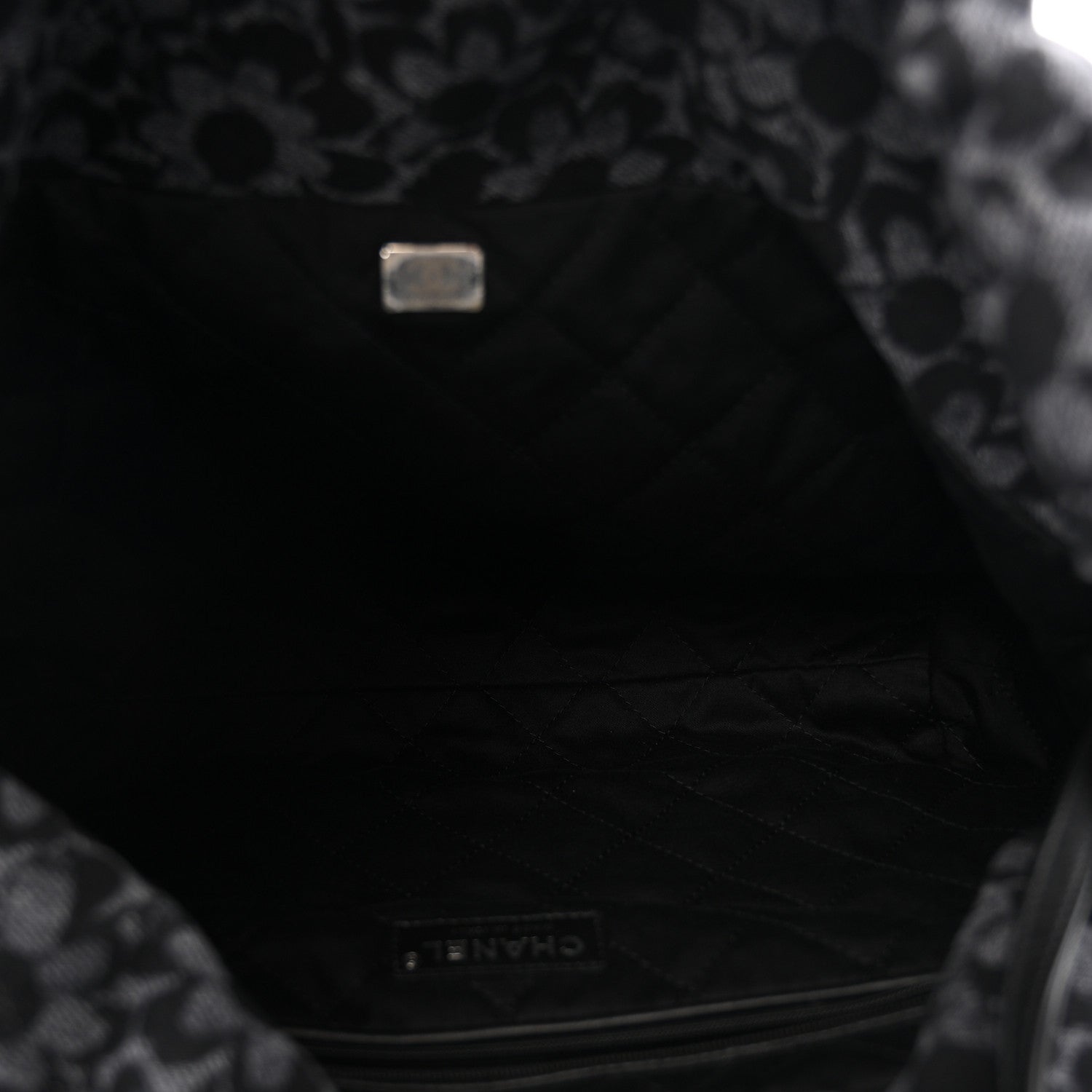 Chanel Denim Quilted Floral Print Small Chanel 22 Black 6 of 12