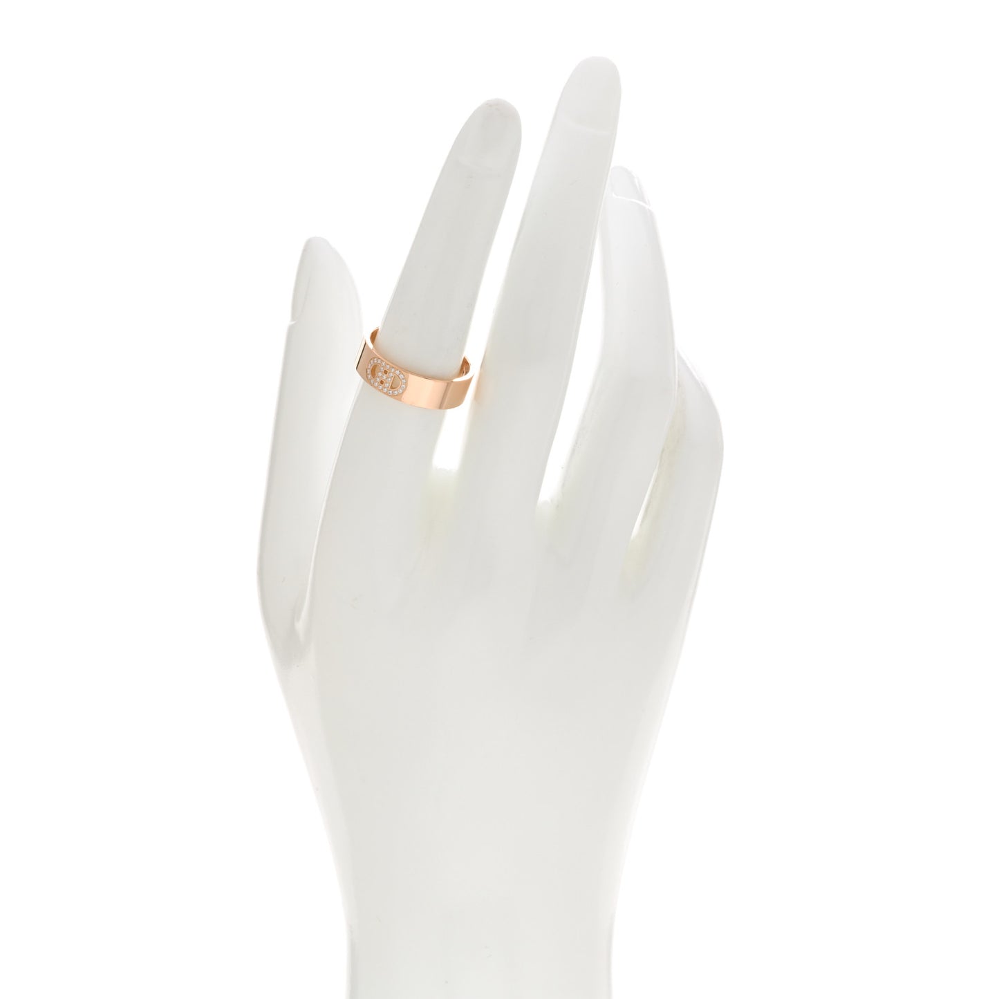18K Rose Gold Diamond PM H D'Ancre Ring 55 7.25