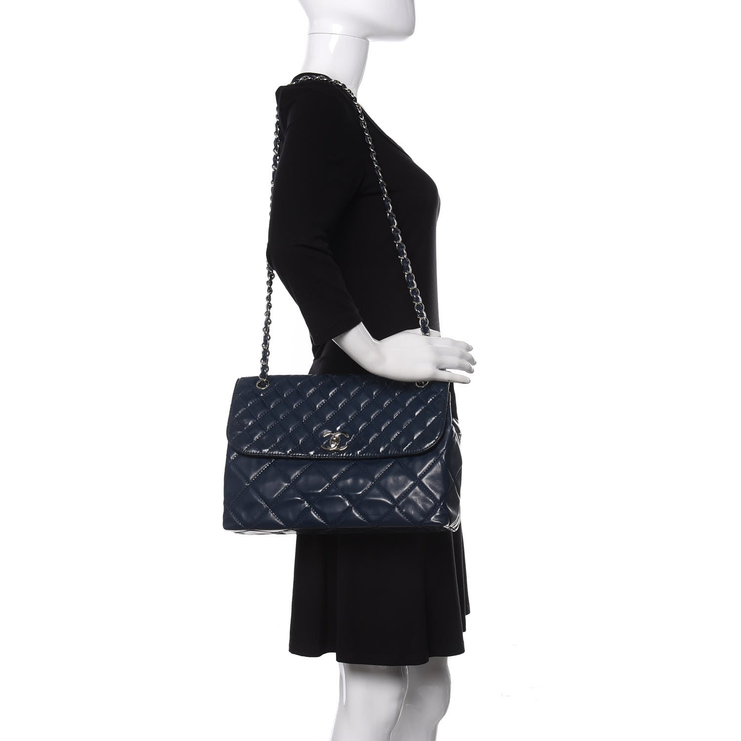 Chanel Vinyl Quilted In the Business Flap Bag Navy Blue 2 of 10