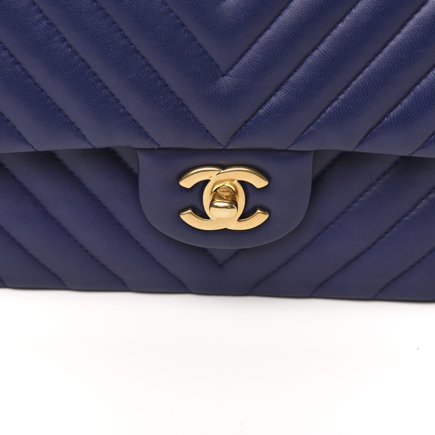 Chanel Lambskin Chevron Quilted Medium Double Flap Blue 11 of 11