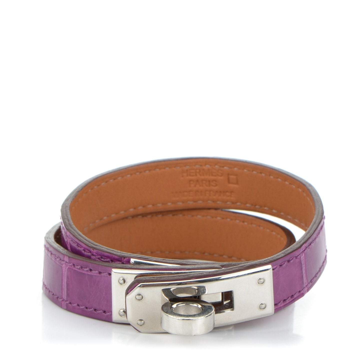 Shiny Alligator Kelly Double Tour Bracelet S Violet