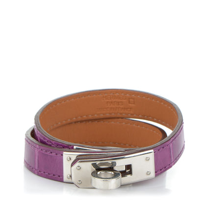 Hermes Shiny Alligator Kelly Double Tour Bracelet S Violet 1 of 6