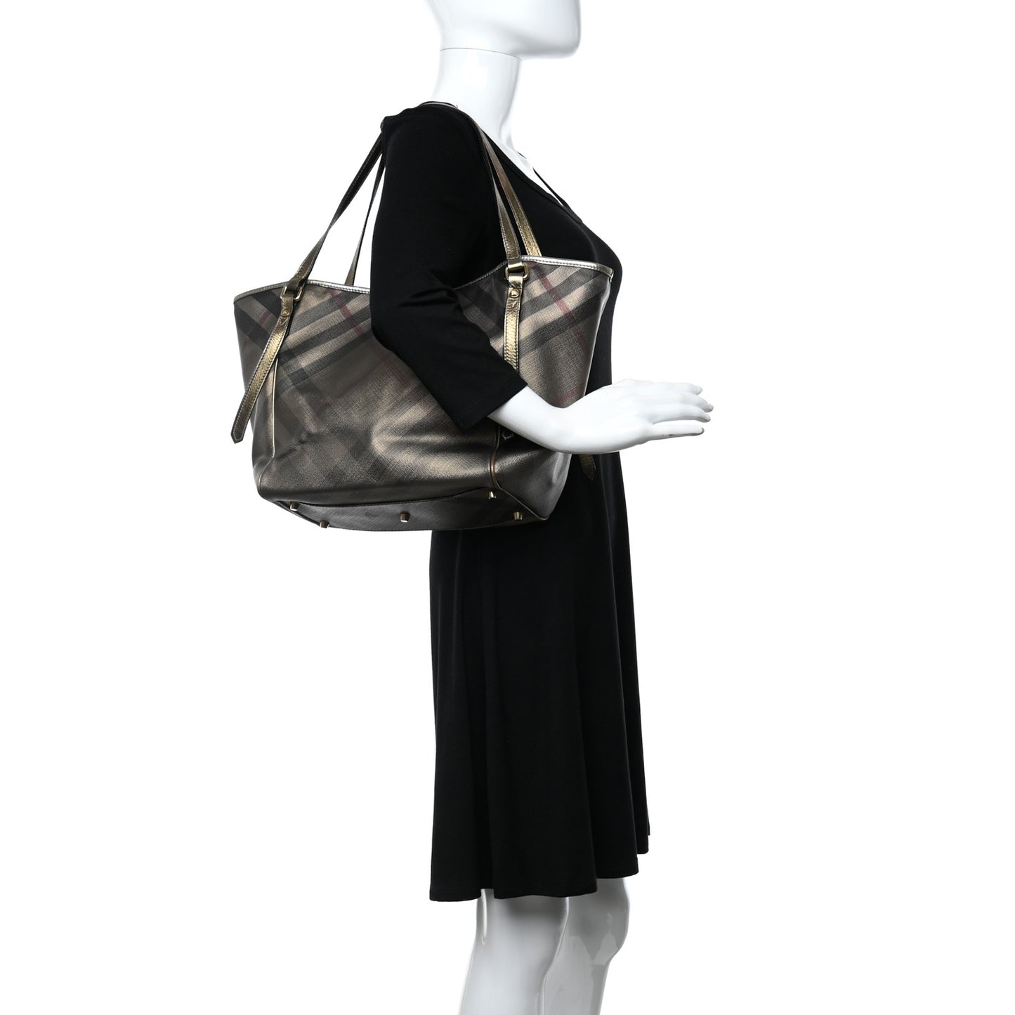Metallic Nova Check Small Canterbury Tote Gold