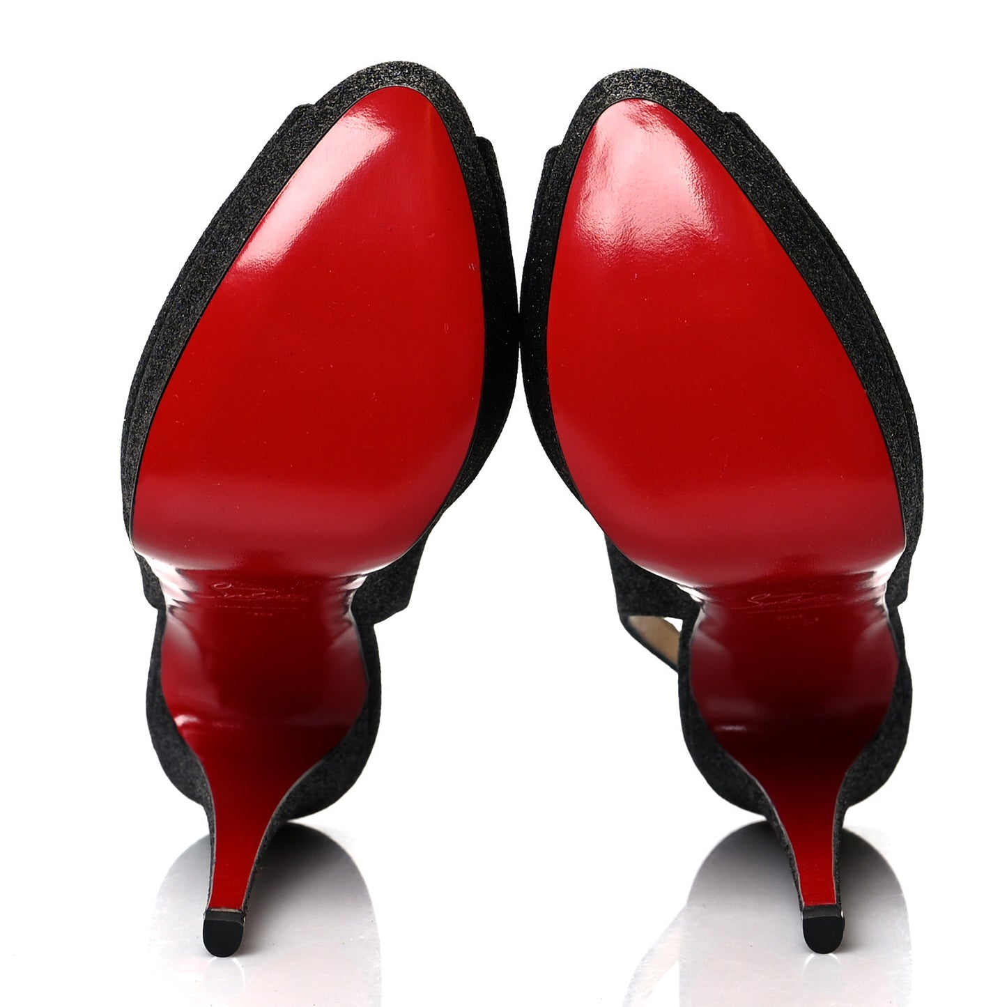 Glitter Lady Peep Sling 150 Pumps 38 Black Red
