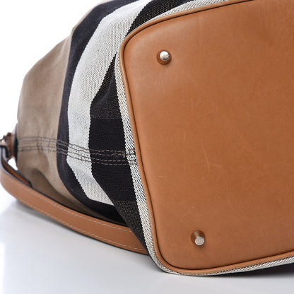 Burberry Canvas Mega Check Medium Ashby Hobo Saddle Brown 9 of 10