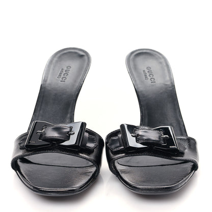 Gucci Calfskin Womens Tess Mid Heel Slide Sandals 8.5 Black 2 of 9