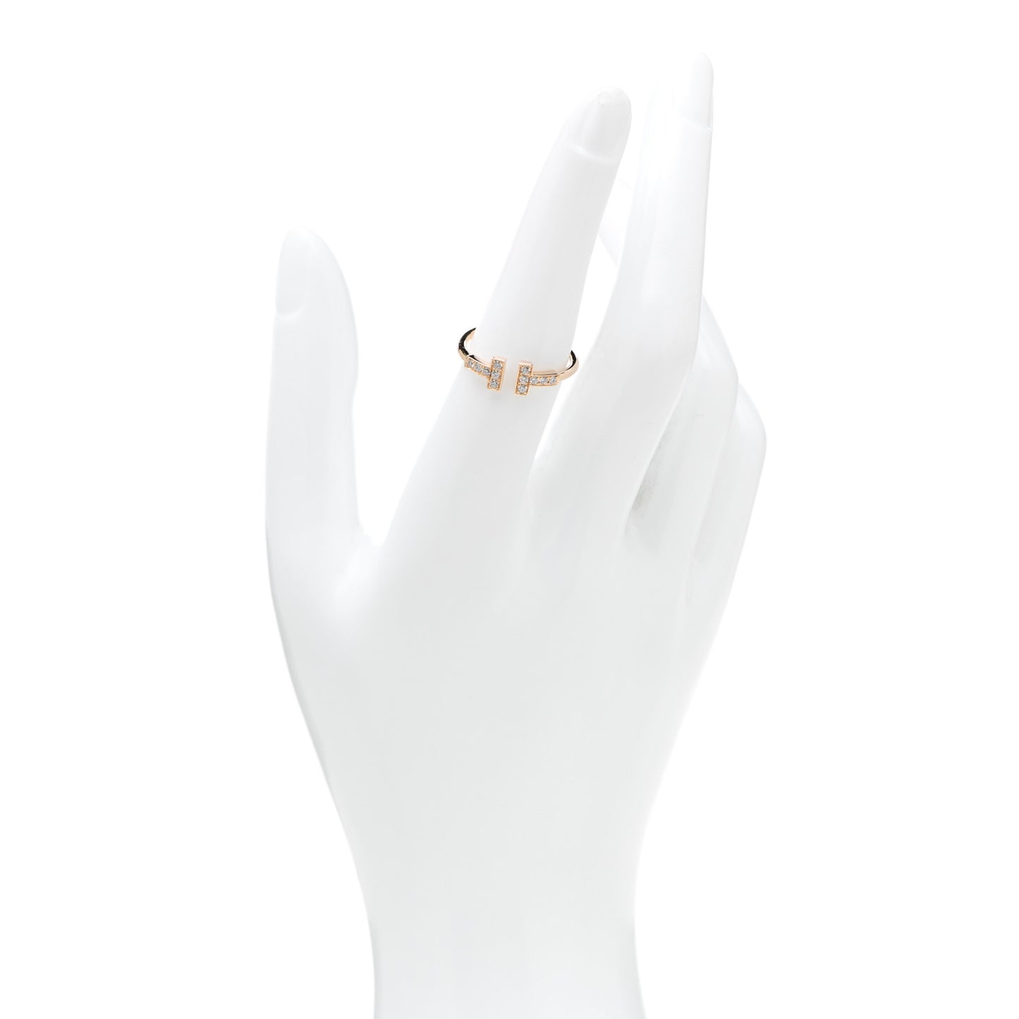 18K Rose Gold Diamond T Wire Ring 54 7