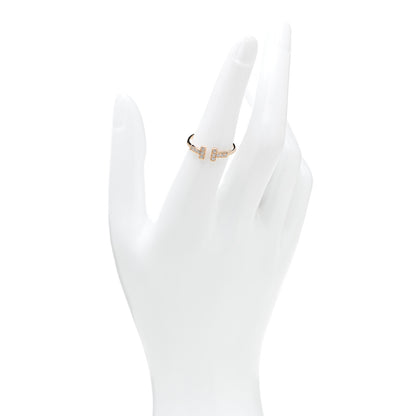 Tiffany 18K Rose Gold Diamond T Wire Ring 54 7 2 of 4