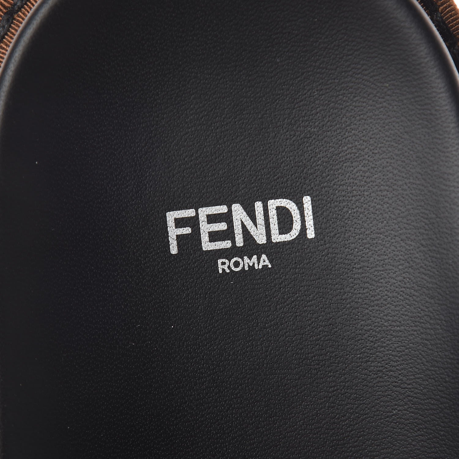 Fendi Shearling Logo Slide Sandals 39 Black Latte Brownie 10 of 11