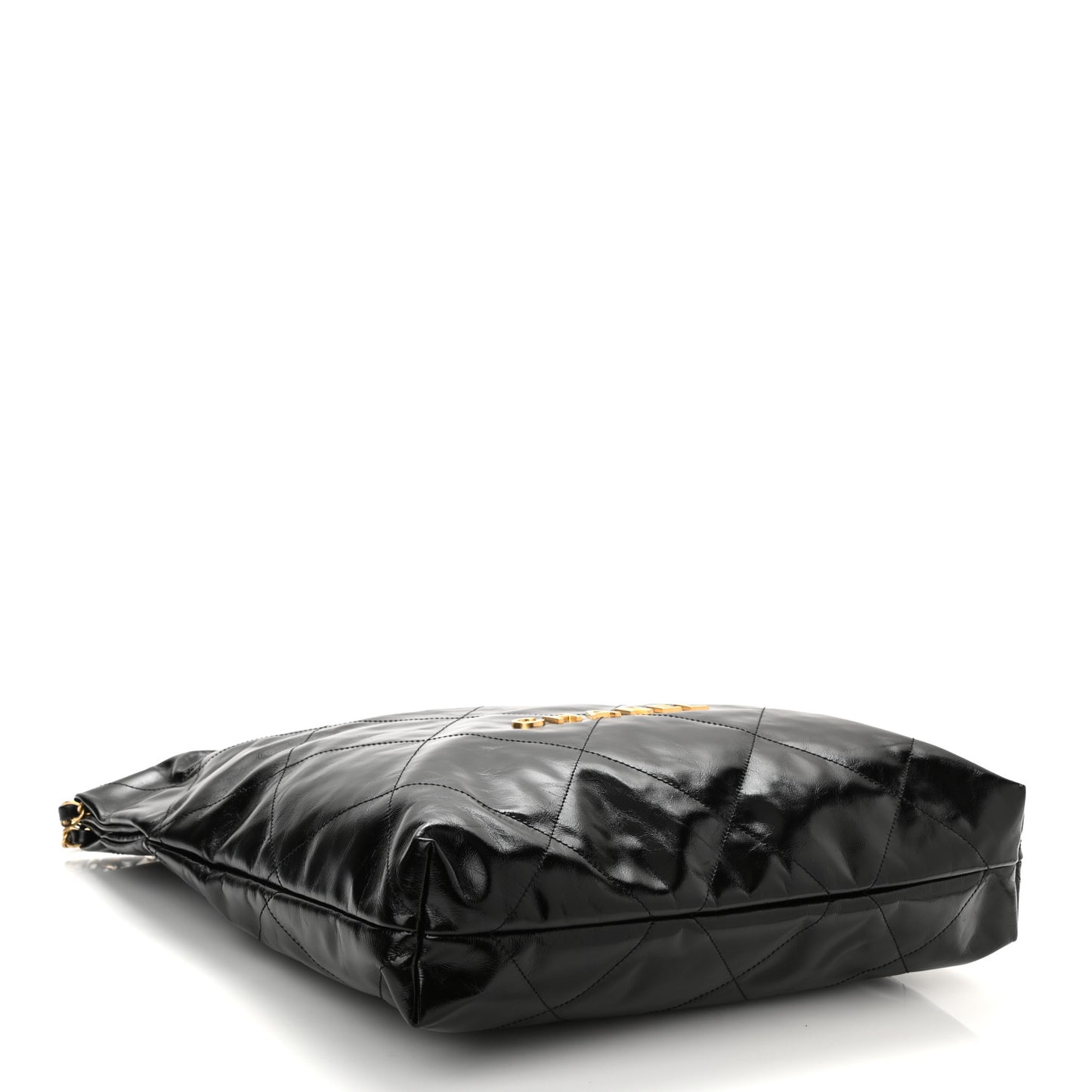 Glazed Calfskin Quilted Chanel 22 Black