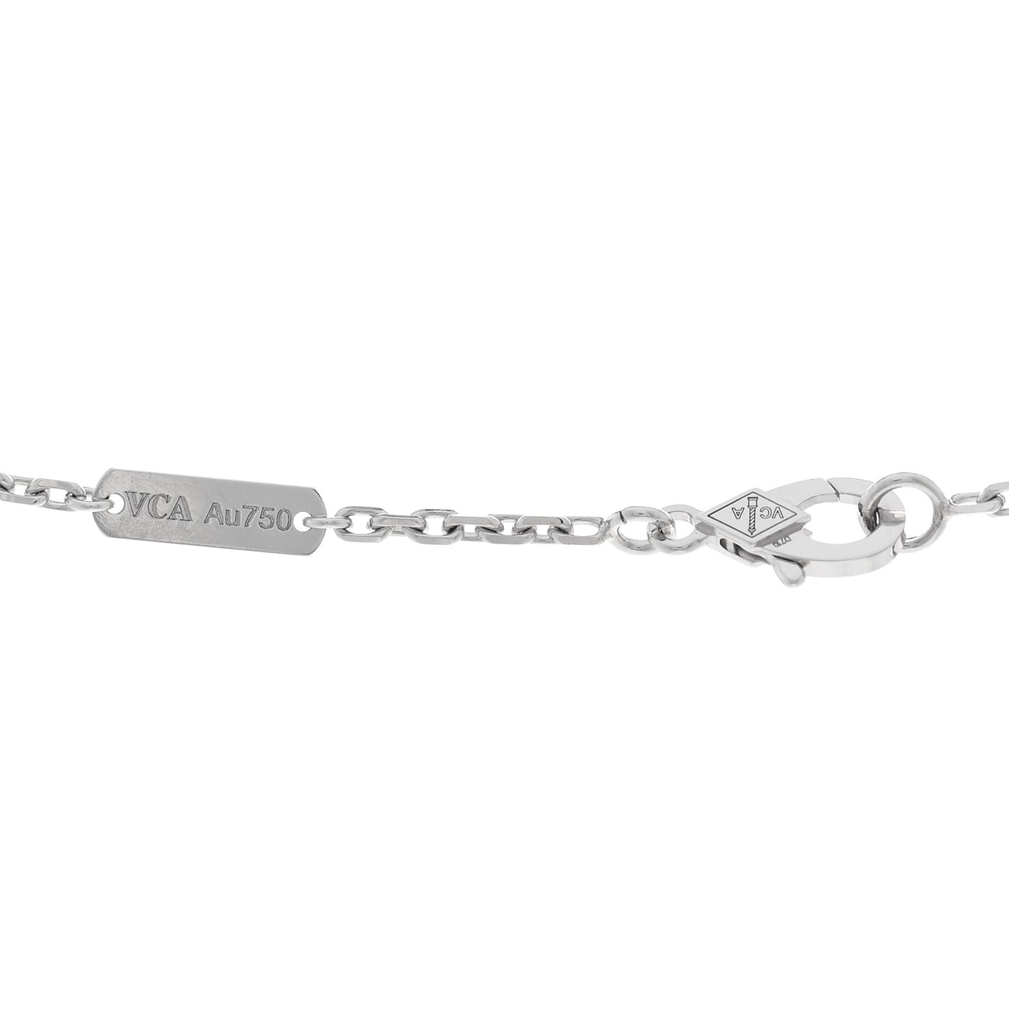 18K White Gold Chalcedony Magic Alhambra Pendant Long Necklace