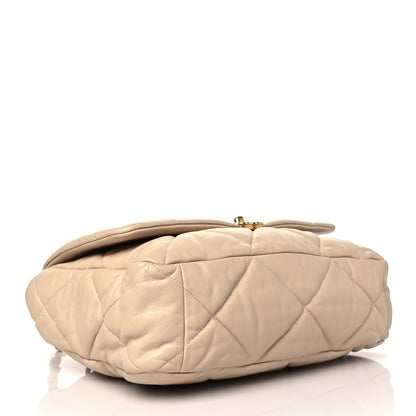 Chanel Lambskin Quilted Maxi Chanel 19 Flap Light Beige 4 of 12