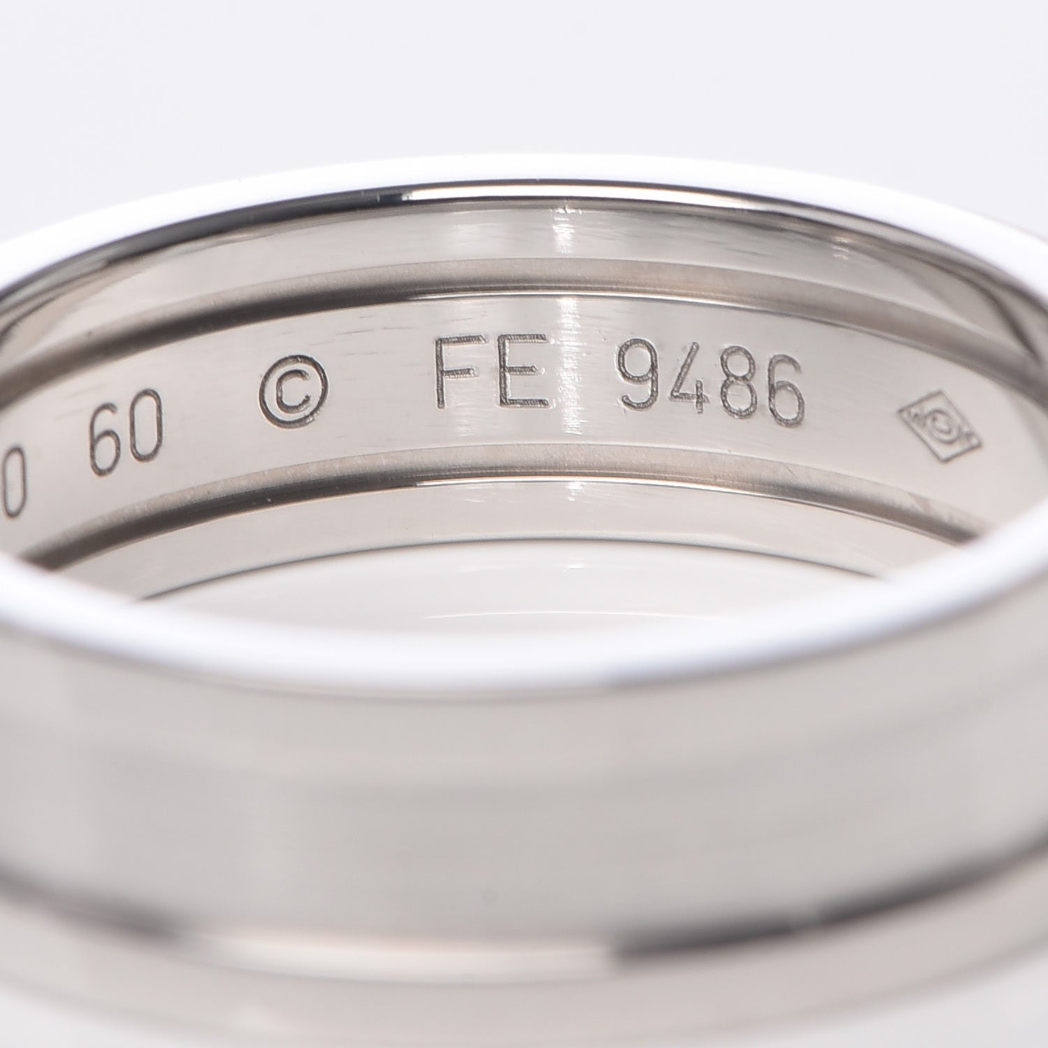 Cartier 18K White Gold 6.5mm C De Ring 60 9.25 5 of 5