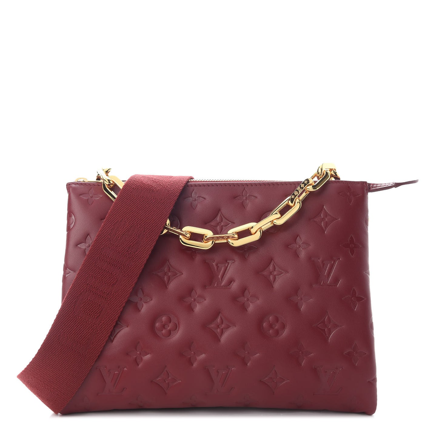 Lambskin Embossed Monogram Coussin PM Wine