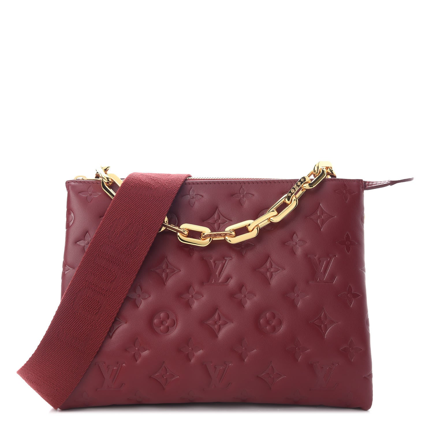 Louis Vuitton Lambskin Embossed Monogram Coussin PM Wine 1 of 7