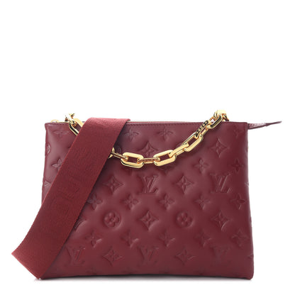 Louis Vuitton Lambskin Embossed Monogram Coussin PM Wine 1 of 7