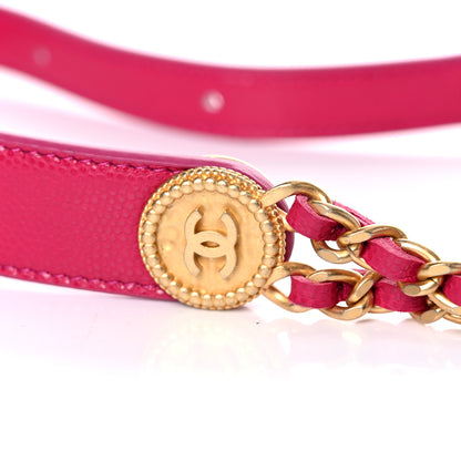 Chanel Caviar Twist Your Buttons Quilted Flap Chain Belt Bag Dark Pink 10 of 12