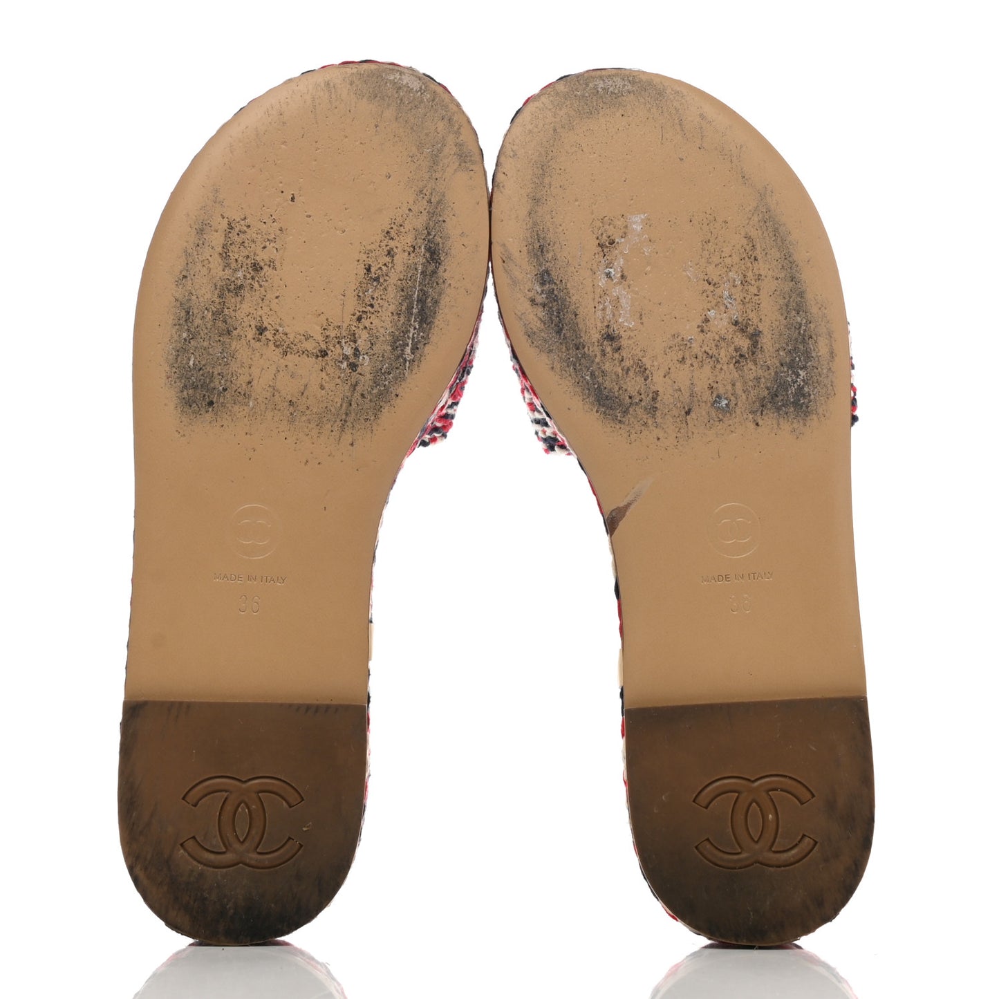 Cord CC Espadrille Slip On Sandals 36 Red Blue White