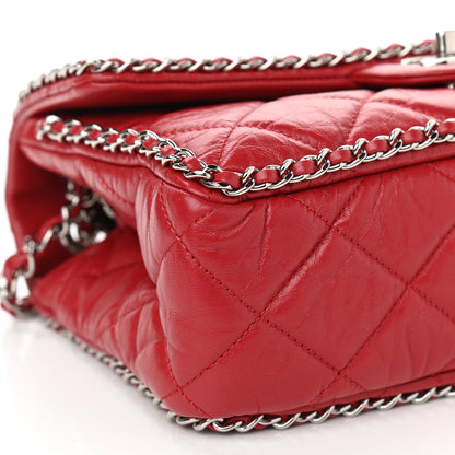 Chanel Crumpled Calfskin Medium Chain All Over Flap Red 9 of 10