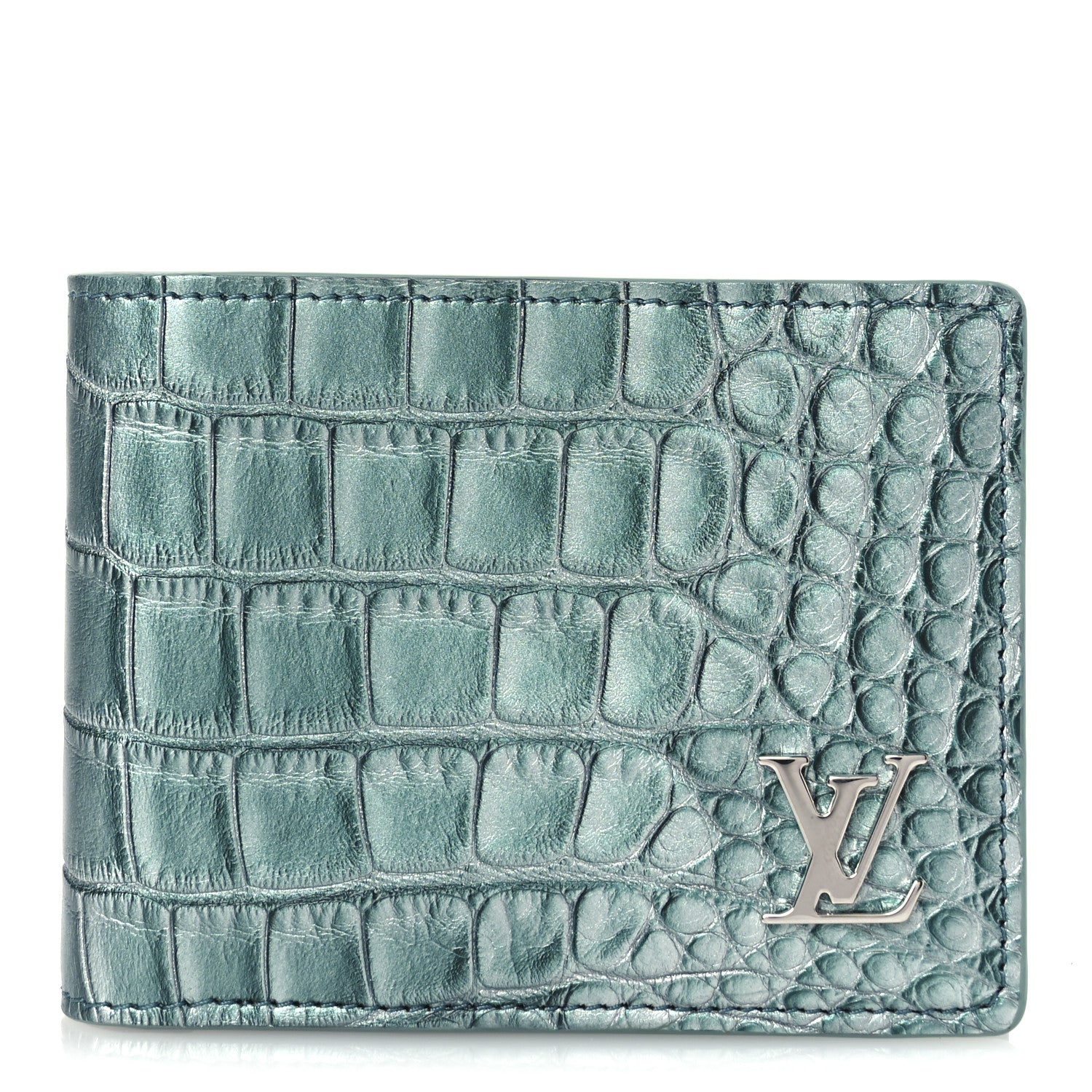 Louis Vuitton Crocodile Multiple Wallet Blue Pool 1 of 8