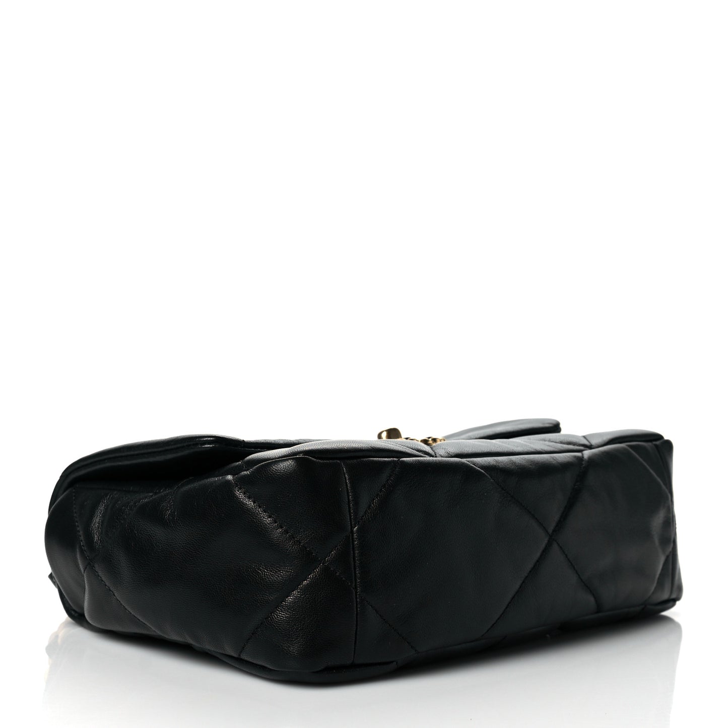 Shiny Goatskin Quilted Medium Chanel 19 Flap Black