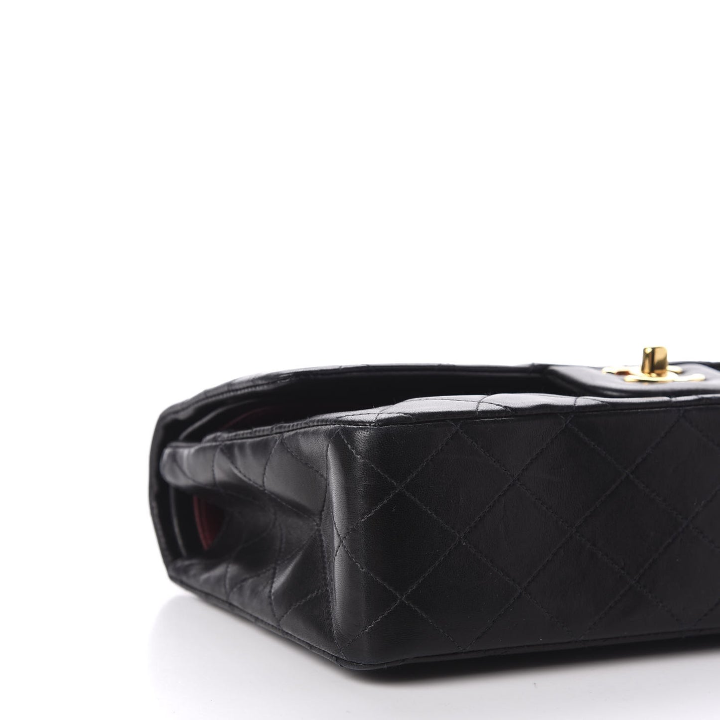 Lambskin Quilted Medium Double Flap Black